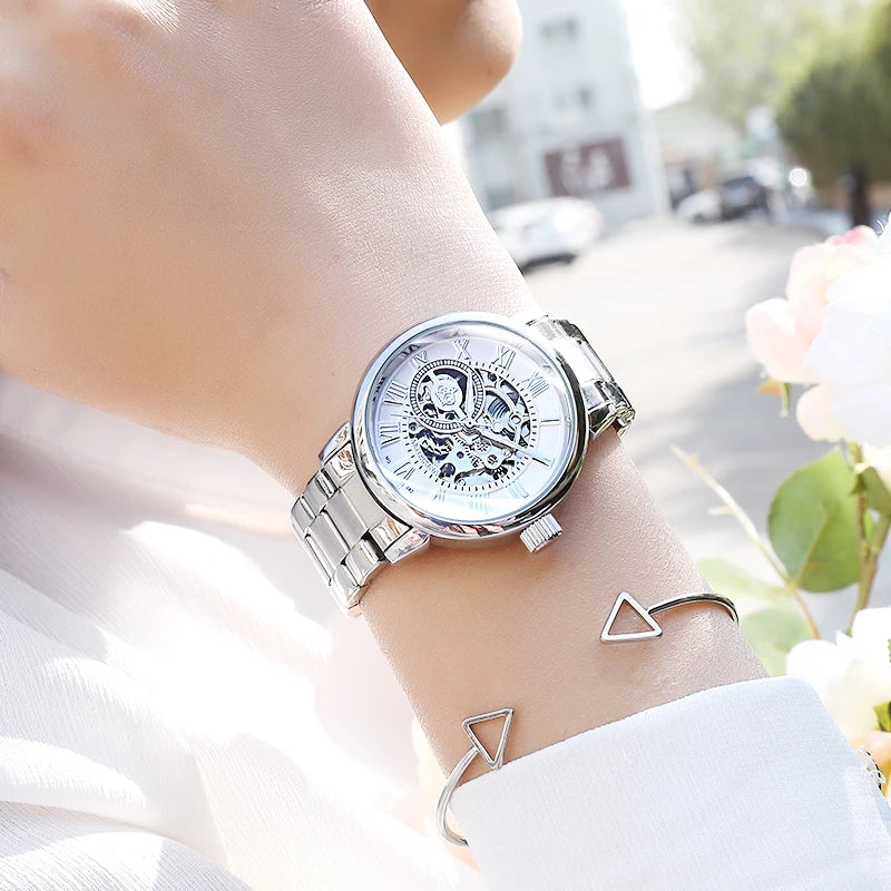 ORKINA Silver Skeleton Women's Watch
