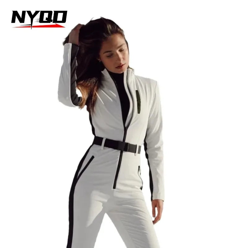 Women Long Sleeve Waterproof Windproof Skiing Overall - Jumpsuit