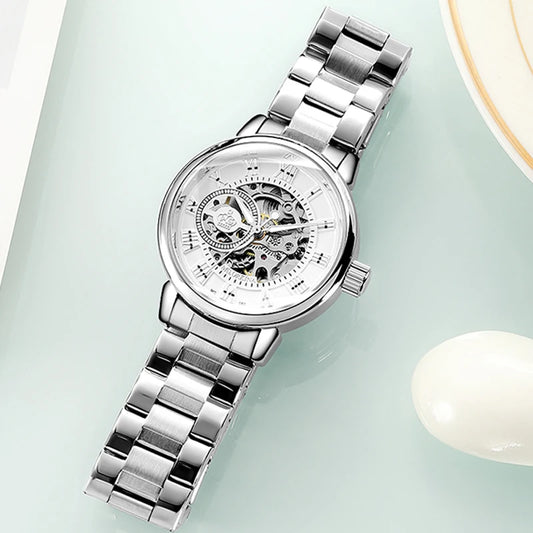 ORKINA Silver Skeleton Women's Watch
