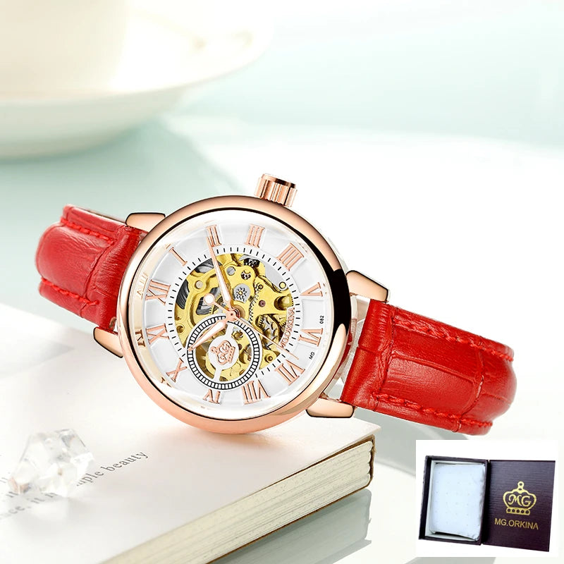 ORKINA Silver Skeleton Women's Watch