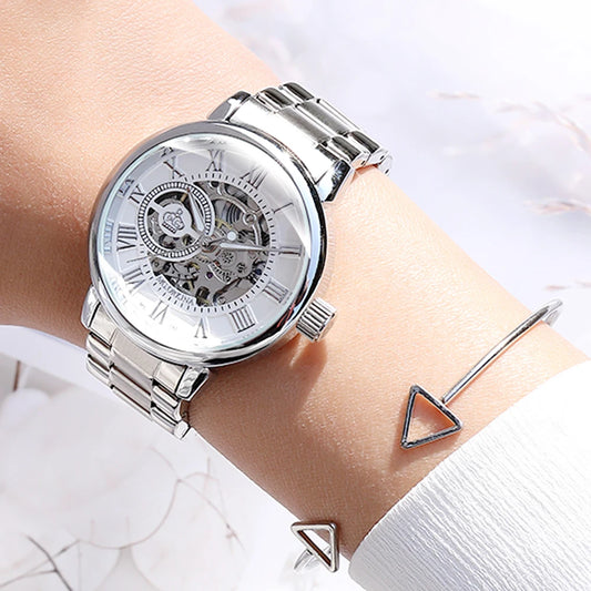 Luxury Brand Skeleton Women Mechanical Watch