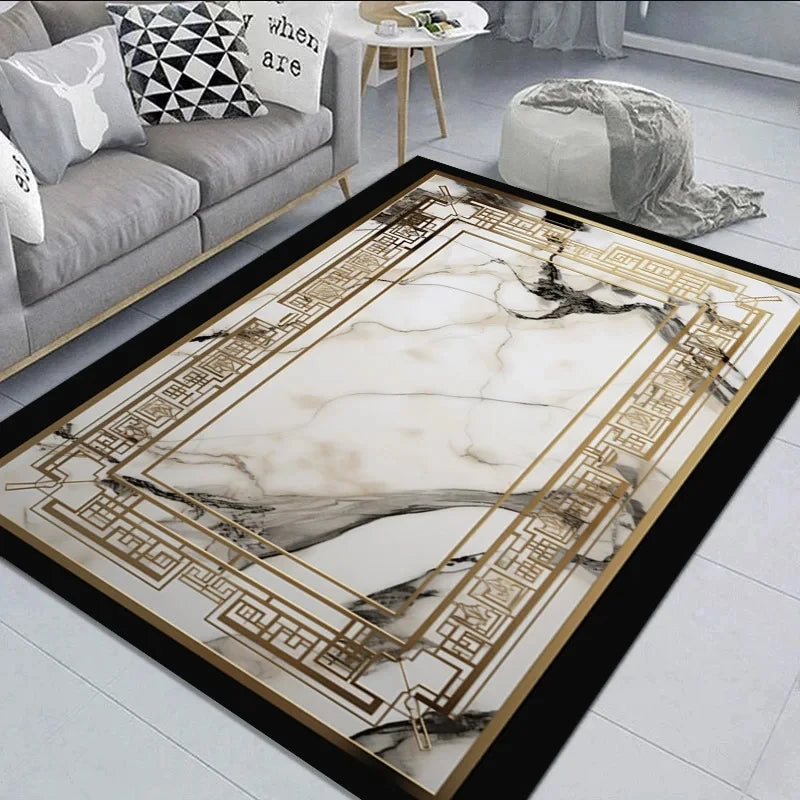 Black Gold Marble Carpet