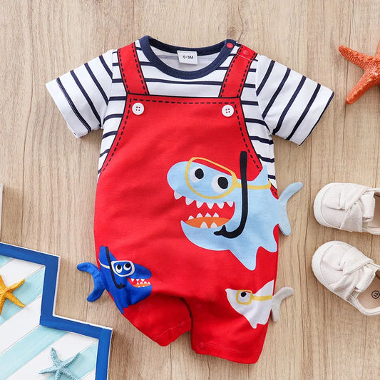 Newborn Cute Cartoon 3d Shark Print