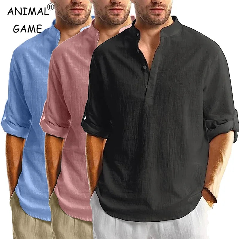 Long Sleeve Henley Shirt for Men