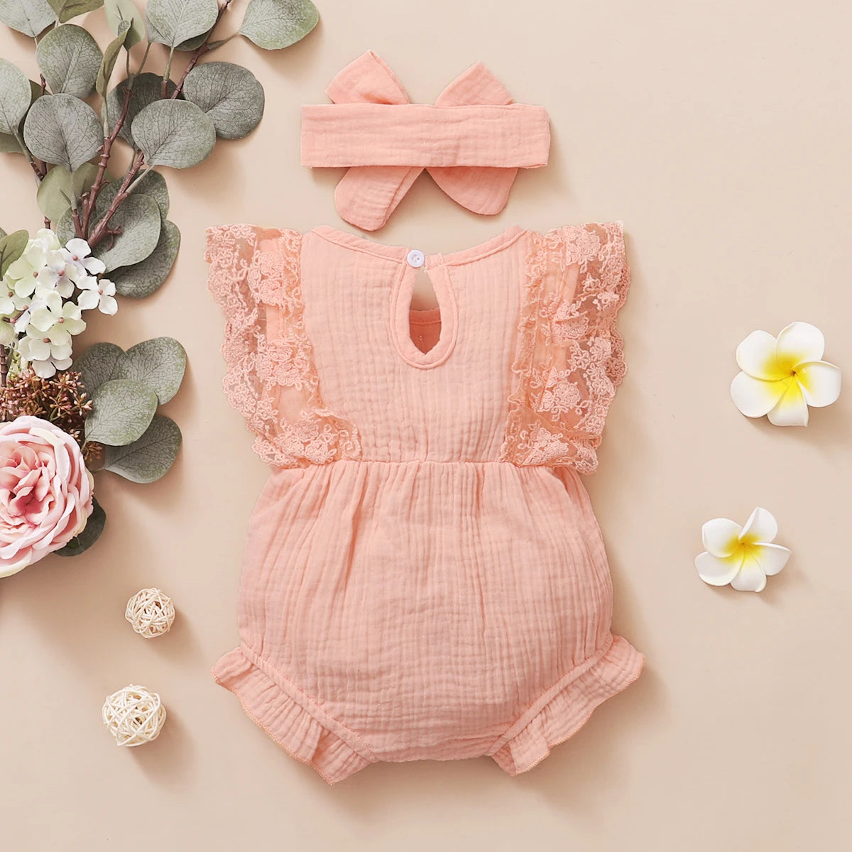 0-18 Months Newborn Baby Girl Plain Soft Bodysuit