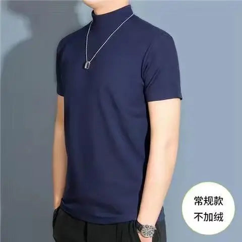 High Neck Short Sleeve T-Shirt - Bottoming Shirt Silk Model Golf Wear