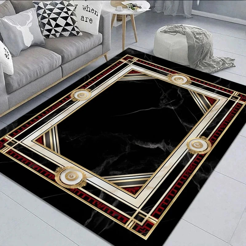 Black Gold Marble Carpet