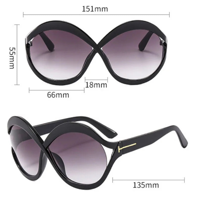 New Oversized Circular Frame Sunglasses Women Brand