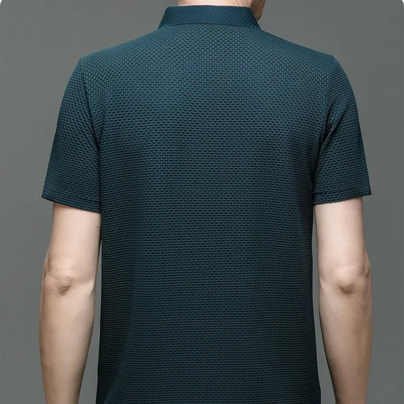 Silk Knitted Hollow Polo Shirt