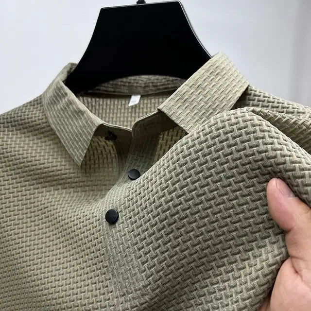 Silk Knitted Hollow Polo Shirt