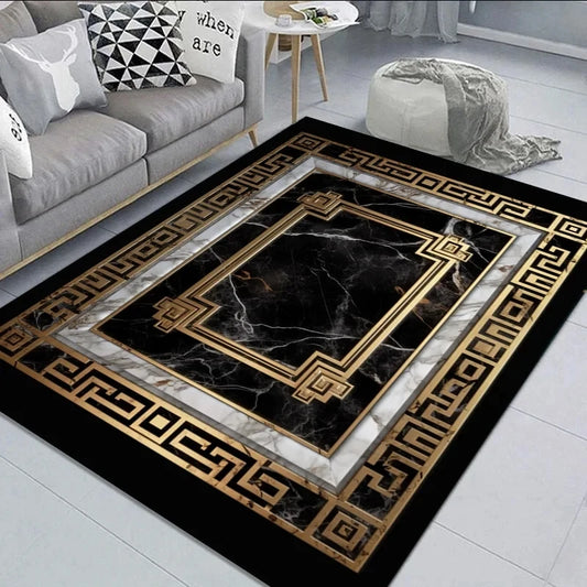 Black Gold Marble Carpet