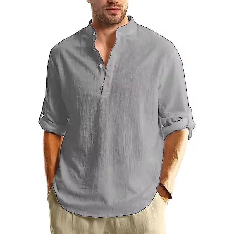 Long Sleeve Henley Shirt for Men