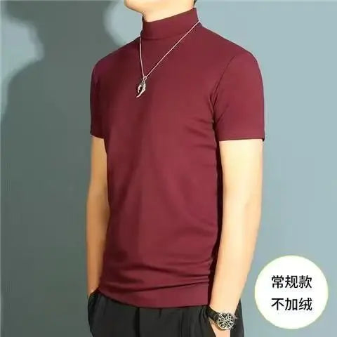 High Neck Short Sleeve T-Shirt - Bottoming Shirt Silk Model Golf Wear