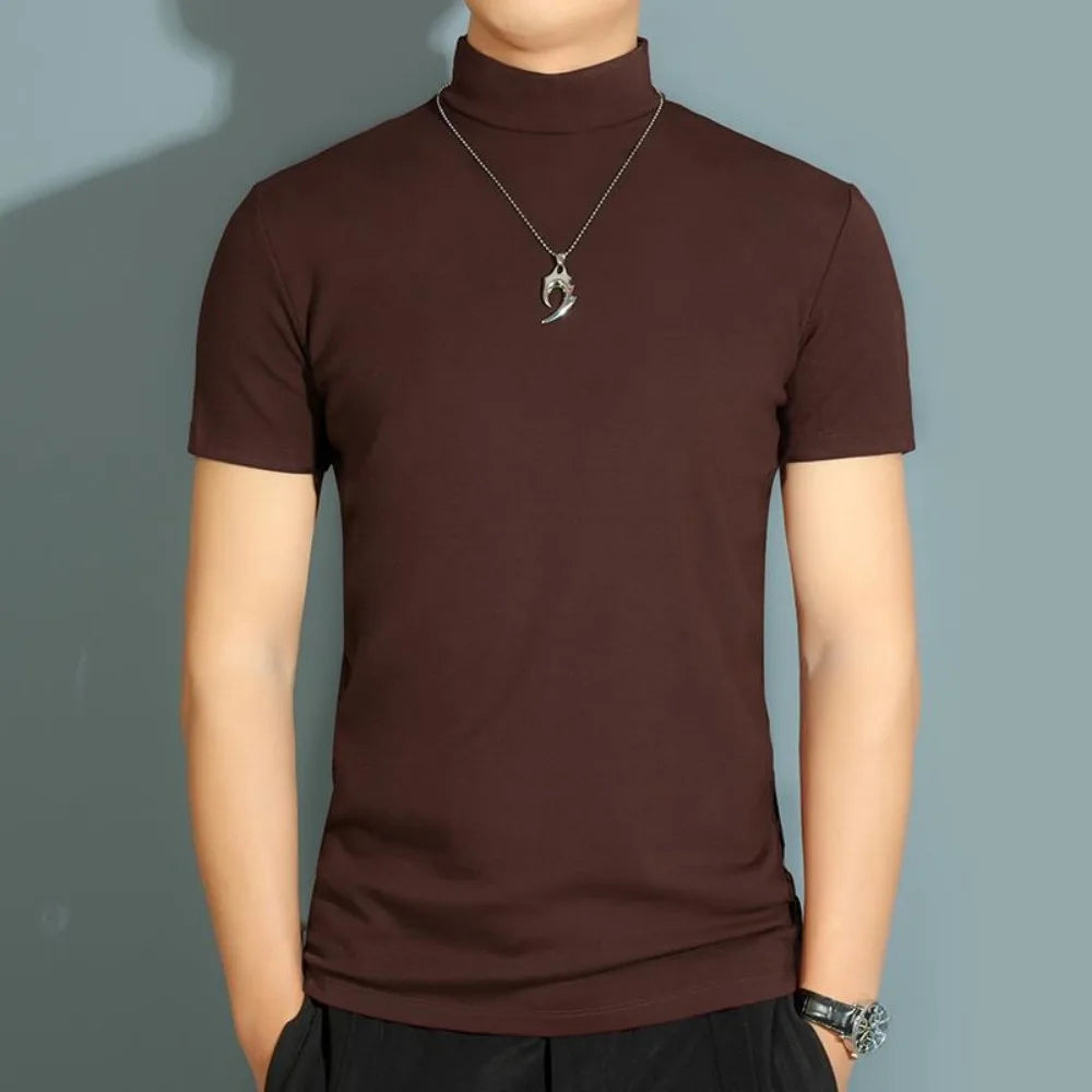 High Neck Short Sleeve T-Shirt - Bottoming Shirt Silk Model Golf Wear