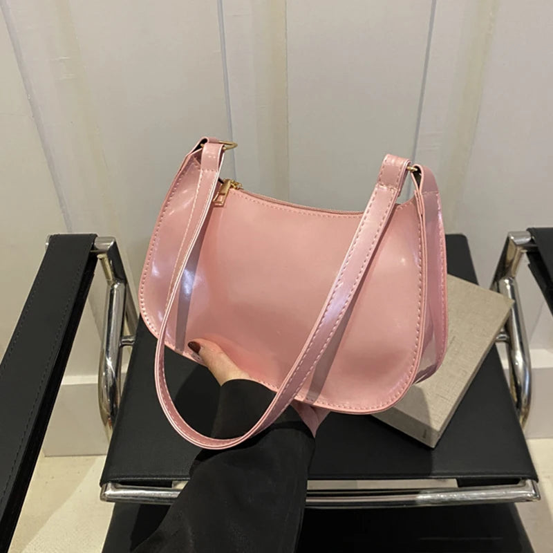 Retro Solid Color PU Leather Shoulder Bag For Women