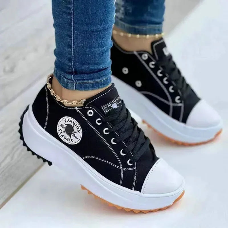 Pattern Canvas Sneakers for Women