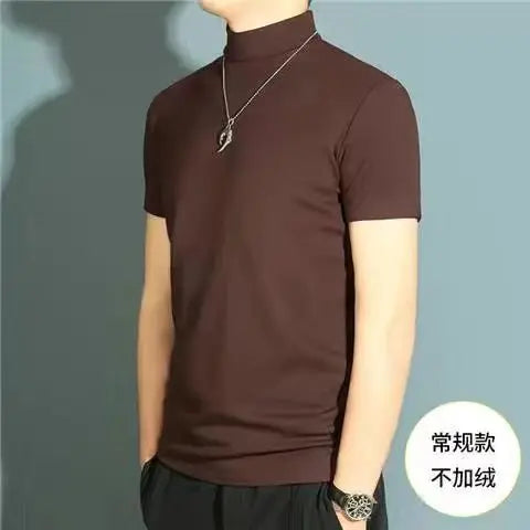 High Neck Short Sleeve T-Shirt - Bottoming Shirt Silk Model Golf Wear