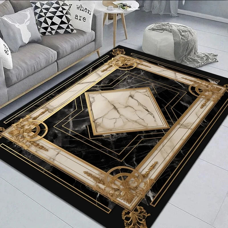 Black Gold Marble Carpet