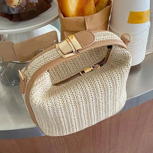 Summer Small Straw Handbag, Trendy Shoulder Bag