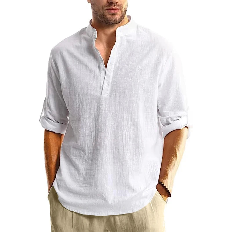 Long Sleeve Henley Shirt for Men