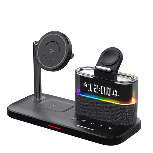 For Apple Dock Charger Qi2 Magnetic Wireless Charger with Alarm Clock for Apple, Charging Station for IPhone 16/15/14/13/12