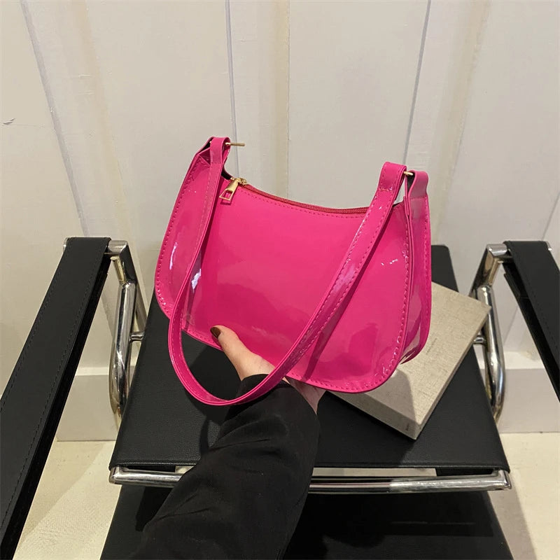 Retro Solid Color PU Leather Shoulder Bag For Women