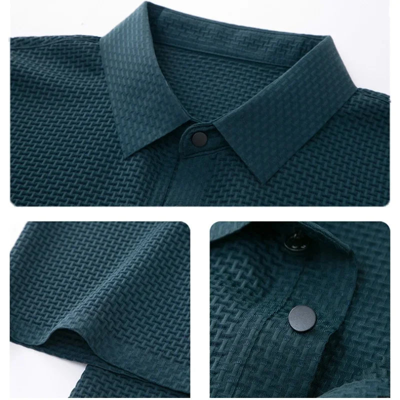 Silk Knitted Hollow Polo Shirt