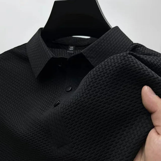 Silk Knitted Hollow Polo Shirt