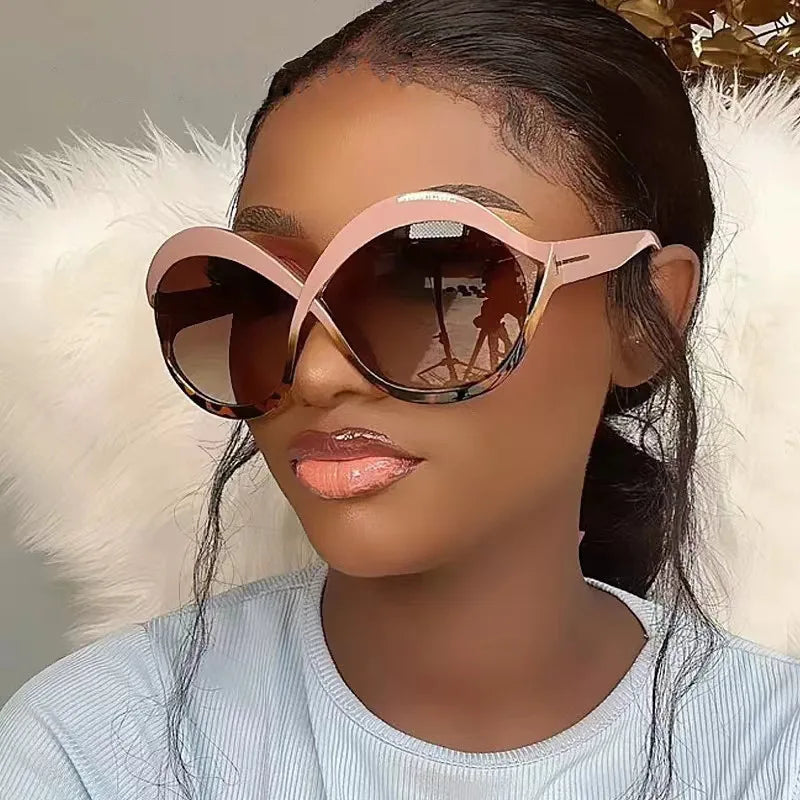 New Oversized Circular Frame Sunglasses Women Brand