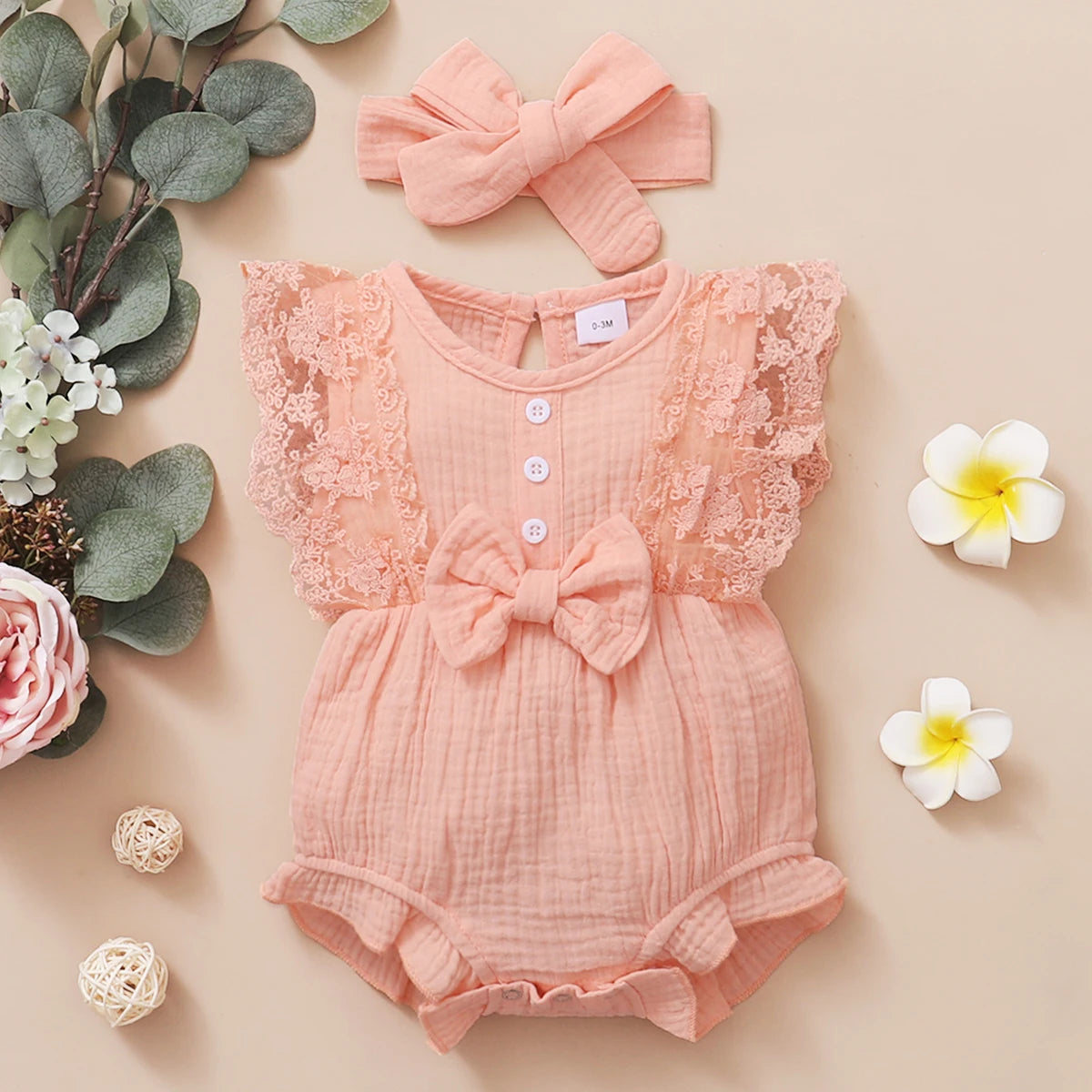 0-18 Months Newborn Baby Girl Plain Soft Bodysuit