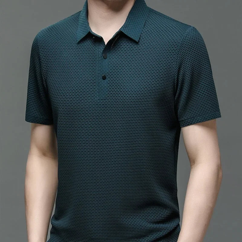 Silk Knitted Hollow Polo Shirt