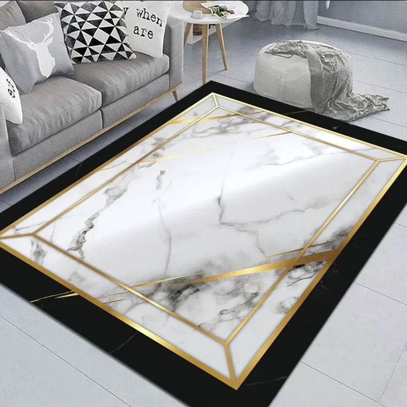 Black Gold Marble Carpet