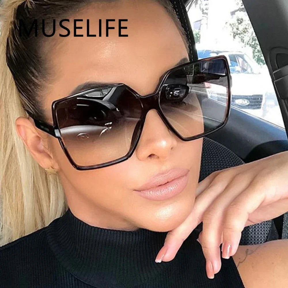 Black Square Oversized Sunglasses Women