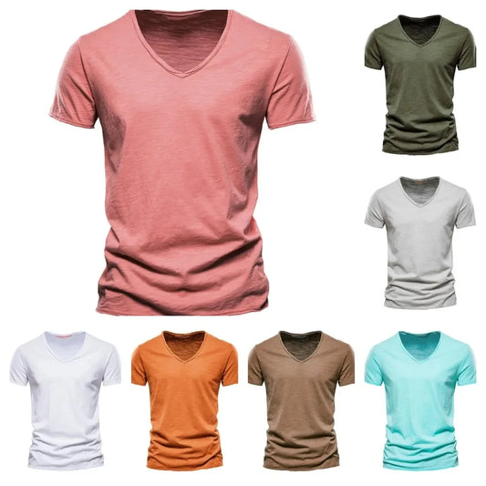 100% Cotton V-neck Men's T-shirt