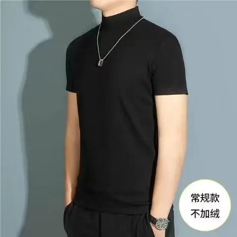 High Neck Short Sleeve T-Shirt - Bottoming Shirt Silk Model Golf Wear