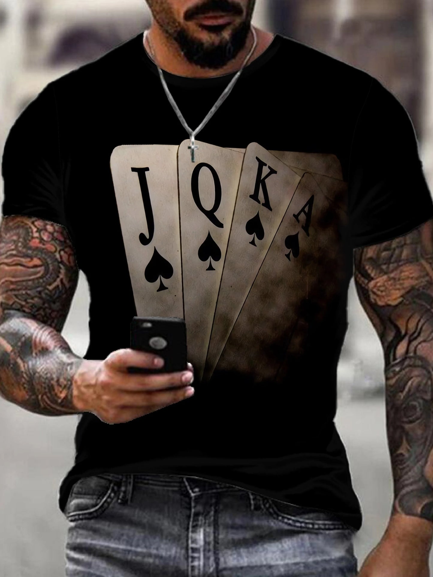 Men‘s 3D Playing Card Digital Style Print T-Shirt