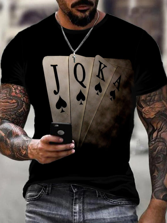 Men‘s 3D Playing Card Digital Style Print T-Shirt