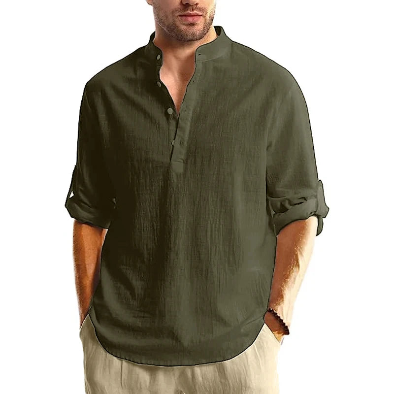 Long Sleeve Henley Shirt for Men