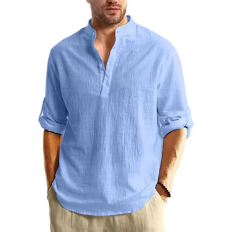 Long Sleeve Henley Shirt for Men