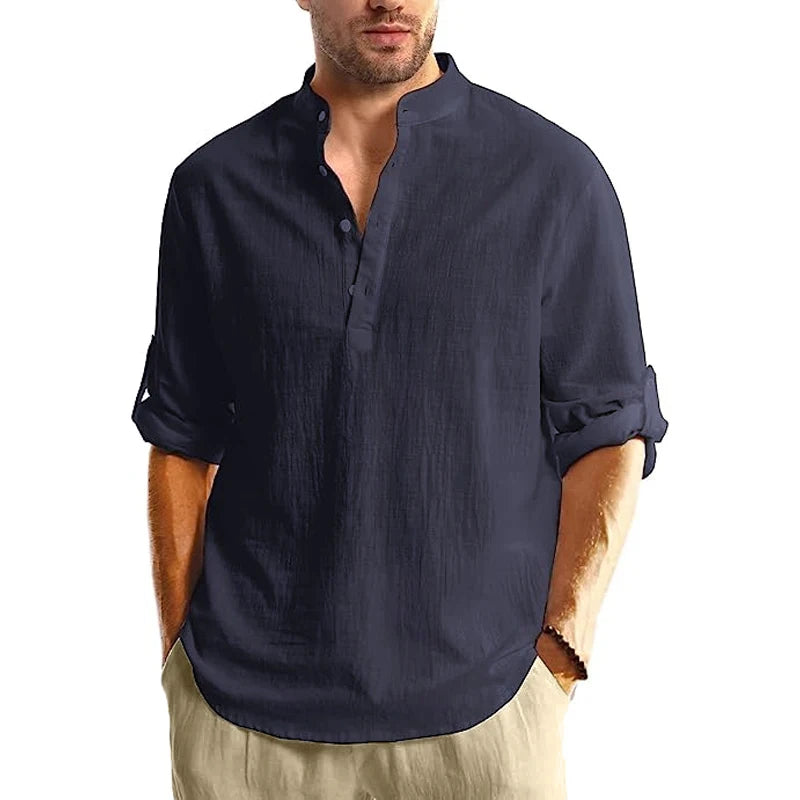 Long Sleeve Henley Shirt for Men