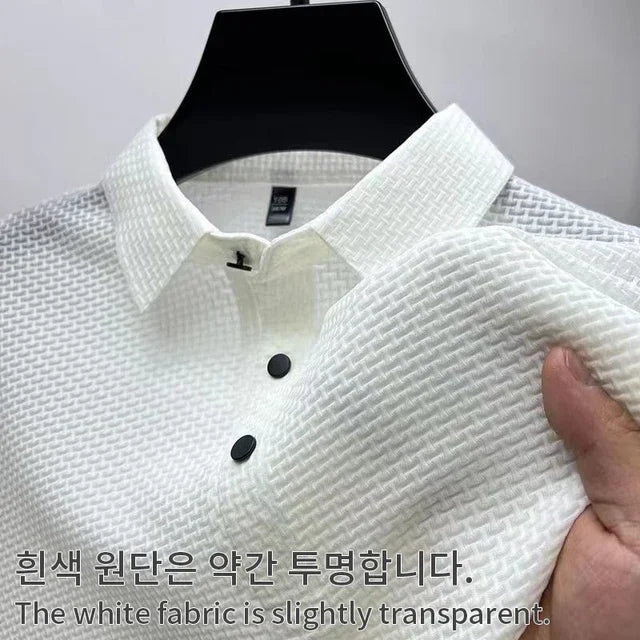 Silk Knitted Hollow Polo Shirt