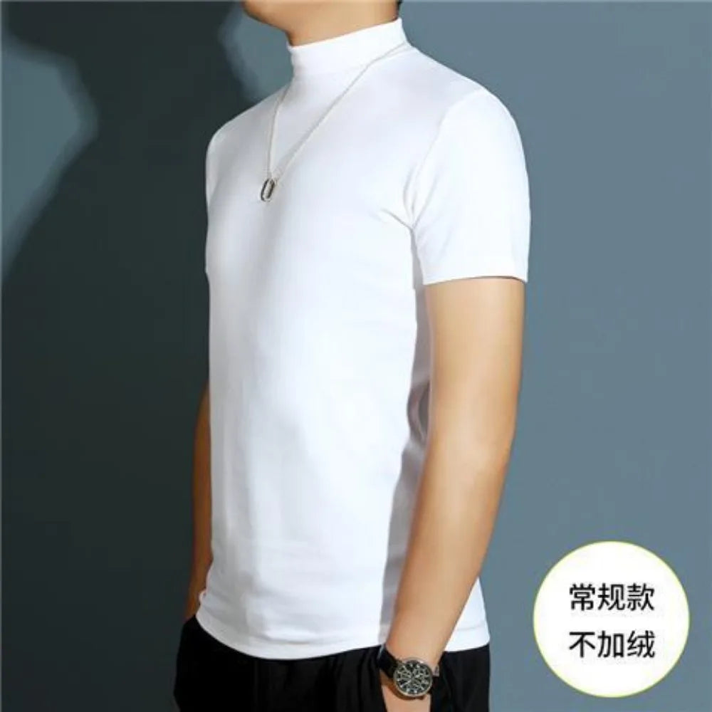 High Neck Short Sleeve T-Shirt - Bottoming Shirt Silk Model Golf Wear