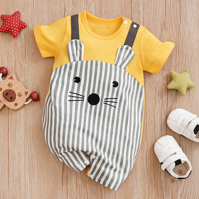 0-18 Baby Jumpsuit - Cute Cartoon Mouse Print