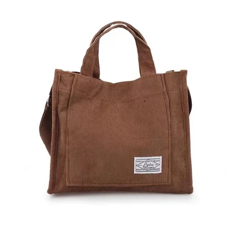 Corduroy Zipper Shoulder Bag