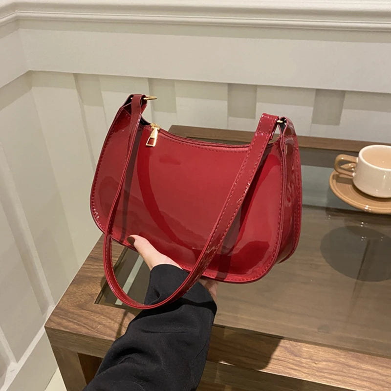 Retro Solid Color PU Leather Shoulder Bag For Women